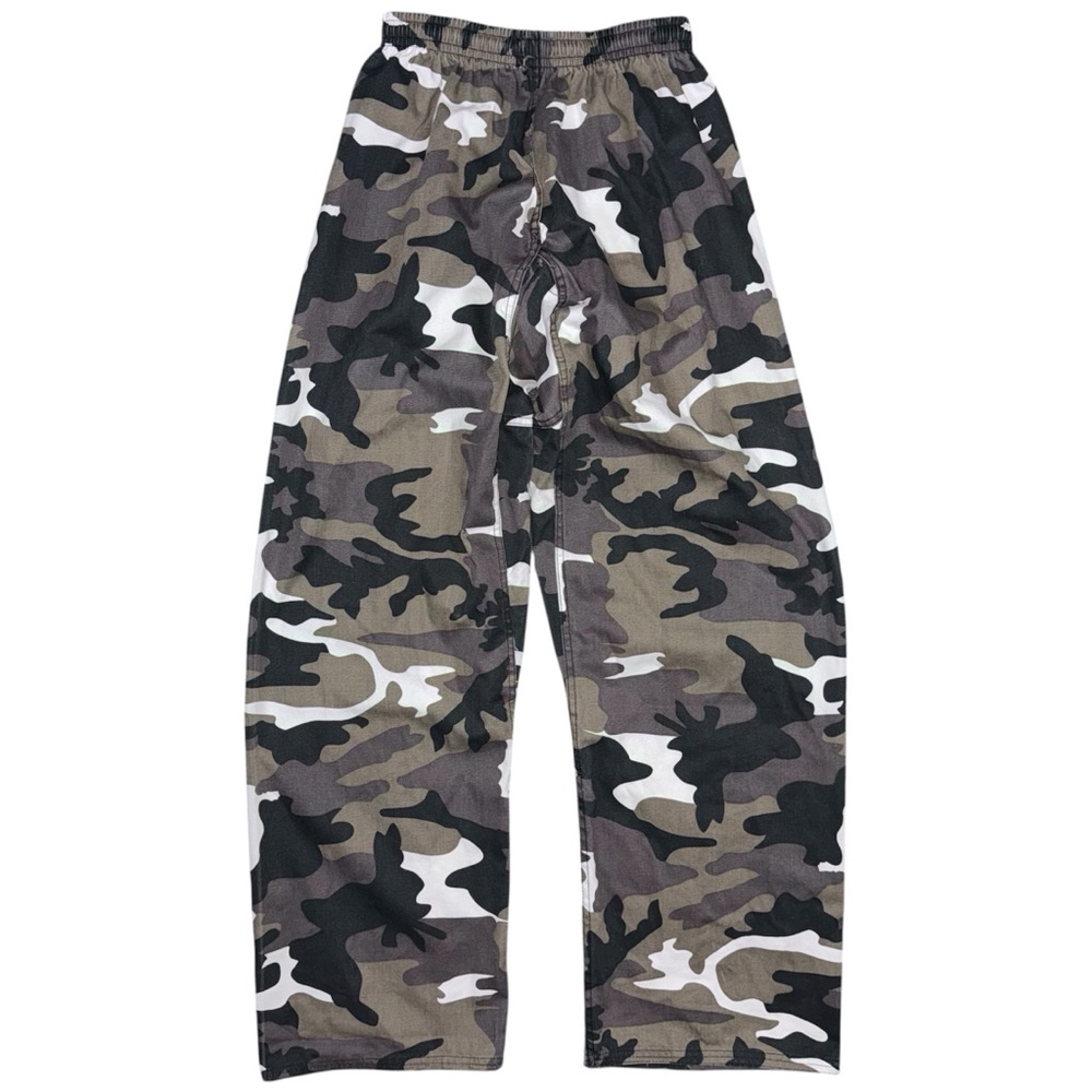 VTG Y2K White Camo Pull On Pants Wide Leg Baggy Hip Hop Streetwear Unisex Small